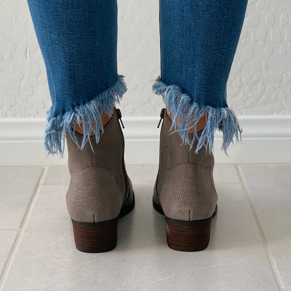 Taupe Western Stitched Ankle Bootie - Picture 6 of 7
